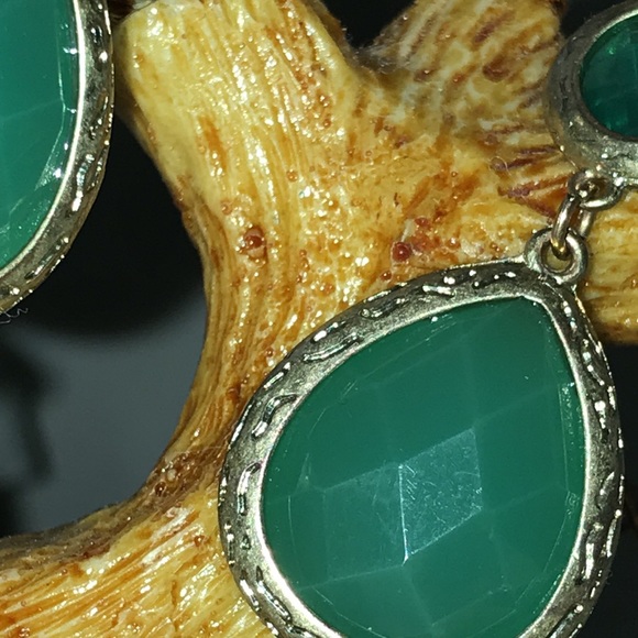 Drop Earrings with Green Onyx and Gold Trim - Picture 5 of 5